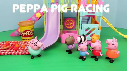 Peppa Pig Play Doh Picnic, Park, Potato Sack Racing on Lightning McQueen Mater