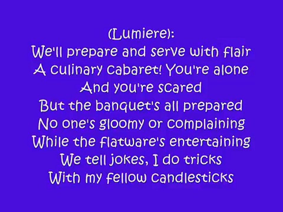 ♫ Beauty and the Beast - 'Be Our Guest' Lyrics ♫