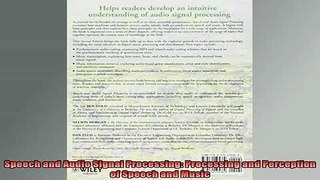 Free Full PDF Downlaod  Speech and Audio Signal Processing Processing and Perception of Speech and Music Full Ebook Online Free