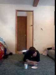 Two fat kids fighting over milk and cookies...