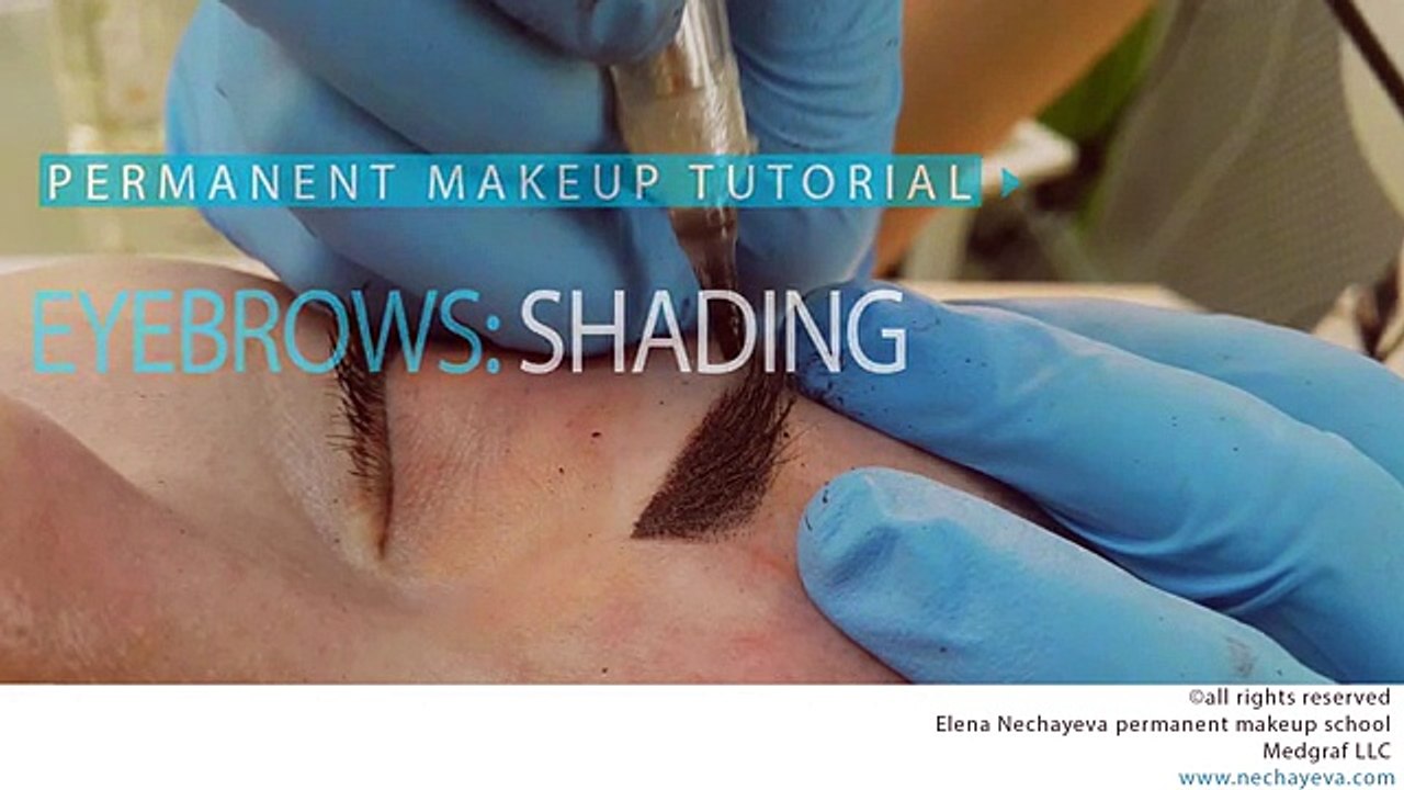 Permanent makeup tutorial- eyebrows shading - Обучение татуажу- растушевка бровей
