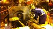 Co2blast dry ice blasting to clean tar spill from equipment.