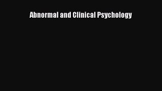 [PDF] Abnormal and Clinical Psychology [Read] Full Ebook