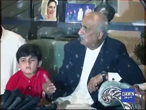 Khursheed Shah's grandson got so bored that he kept on sleeping and Khursheed Shah kept on waking him up