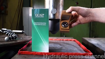 Crushing diamond with hydraulic press