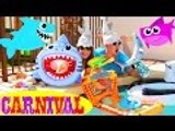 Disney | POOL Carnival Games Shark Toys   Potty Toss Family Game Challenge in Giant Swimming Pool