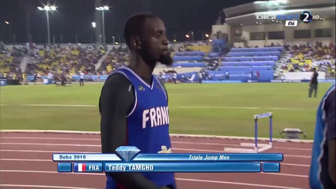 triple saut H, meeting DL de Doha, 06 mai 2016 - retour de Teddy Tamgho sur le lieu de l'accident de 2015