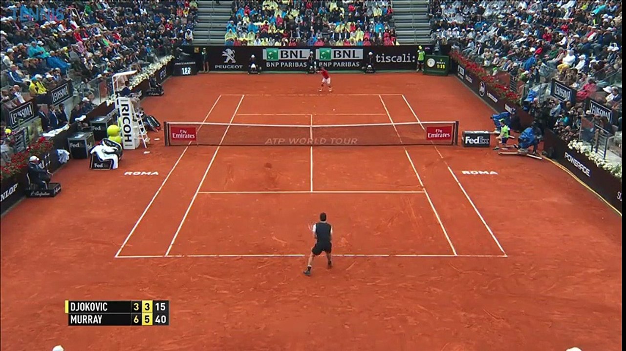 Amazing Andy Murray shot on championship point in Rome v Djokovic - 2016 Internazionali BNL d Italia