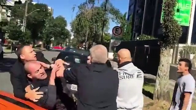 Brazilian Fan hits UFC fighter Matt Brown and is tackled and beaten by Matt's teammate.