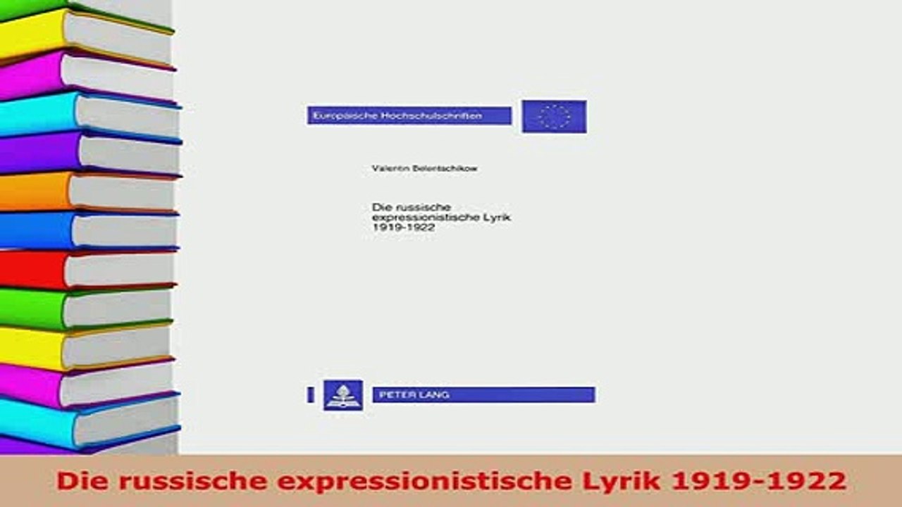 Download  Die russische expressionistische Lyrik 19191922  Read Online