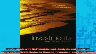 READ book  Investments with SP bindin card Analysis and Behavior McgrawHillIrwin Series in Online Free