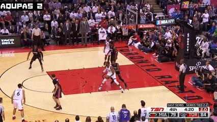 Justise Winslow KICKS Bismack Biyombo RAPTORS vs HEAT GAME 5 MAY 11, 2016 2016 NBA Playoffs