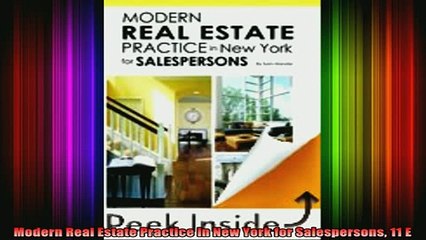 FREE EBOOK ONLINE  Modern Real Estate Practice in New York for Salespersons 11 E Online Free