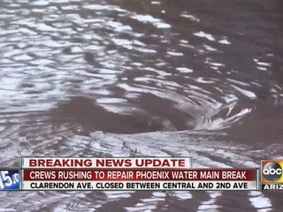 Water main break floods Phoenix streets