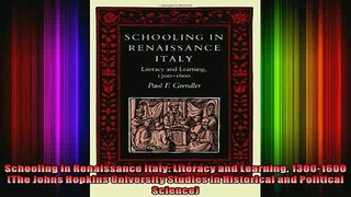 EBOOK ONLINE  Schooling in Renaissance Italy Literacy and Learning 13001600 The Johns Hopkins  FREE BOOOK ONLINE