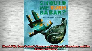 Free PDF Downlaod  Should We Burn Babar Essays on Childrens Literature and the Power of Stories READ ONLINE