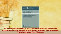 PDF  Nursing Informatics 91 Proceedings of the Post Conference on Health Care Information  EBook