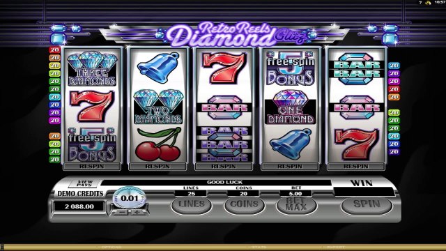 Retro Reels - Diamond Glitz ilmainen kasino kolikkopeli Microgaming Video Esikatselu