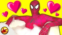 PINK SPIDERGIRL BATH TIME vs SPIDERMAN Bubble BathTime - Fun in Real Life Superhero Movie - SHMIRL (1080p)