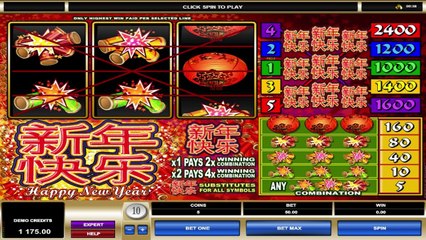 Happy New Year ilmainen kasino kolikkopeli Microgaming Video Esikatselu