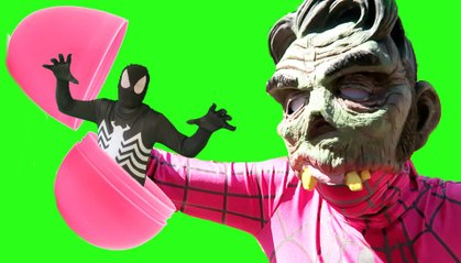 Pink Spidergirl vs Spiderman! Surprise Egg Hunt!  Zombie Superhero Movie in Real Life (1080p 60fps)