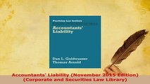 PDF  Accountants Liability November 2015 Edition Corporate and Securities Law Library  Read Online