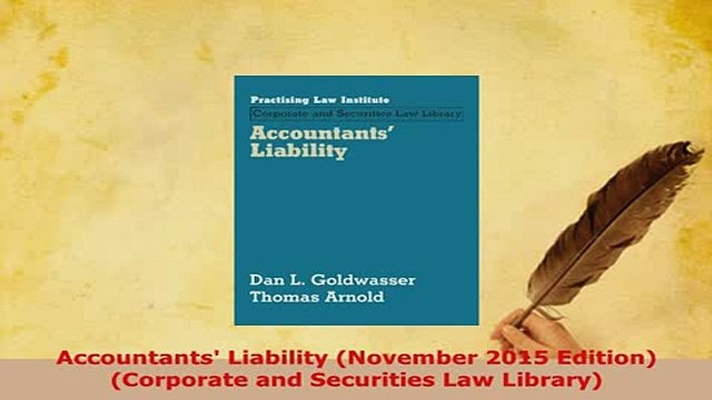 PDF Accountants Liability November 2015 Edition Corporate and Securities Law Library Read Online