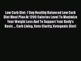 [Download] Low Carb Diet: 7 Day Healthy Balanced Low Carb Diet Meal Plan At 1200 Calories Level