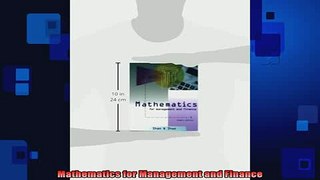 READ book  Mathematics for Management and Finance Full EBook