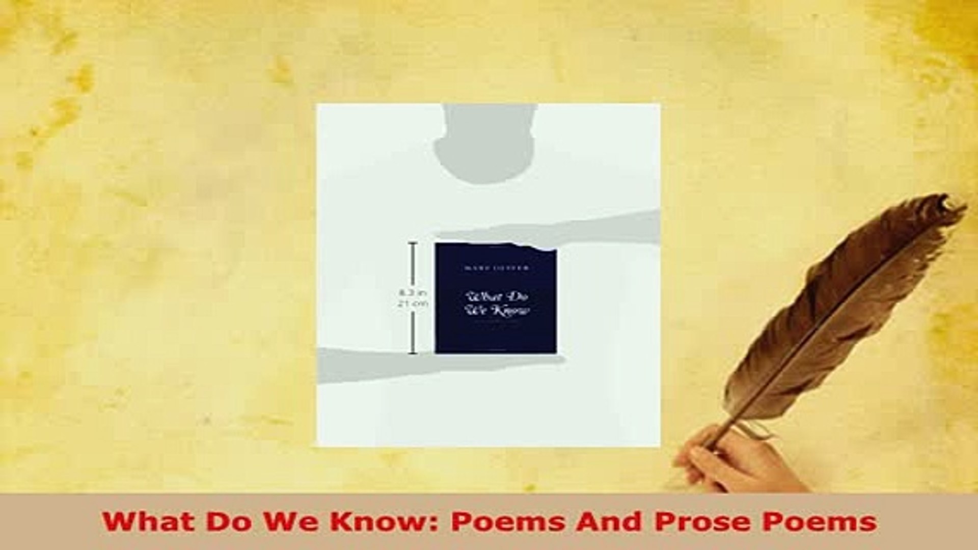 Pdf What Do We Know Poems And Prose Poems Read Online Video Dailymotion