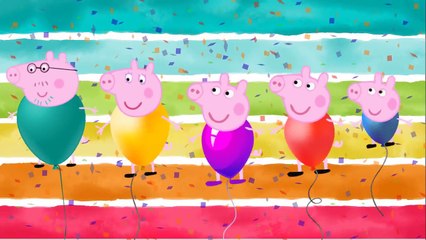 Finger Family Peppa Pig Balloon Party   Nursery Rhymes for Kids ☆ Sing Song Offical Music ツ