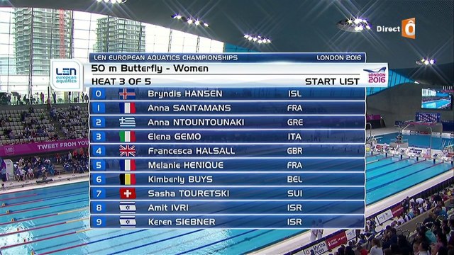 séries 50m papillon F - ChE 2016 natation (Hénique, Wattel)