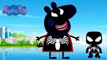 PEPPA PIG Transforms Into Marvel Comics VENOM & DRAGON BALL Z Goku Coloring Videos For Kids