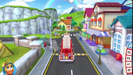 Пожарная машина мультфильм.Пожарная команда тушит пожар.Отважные пожарные.