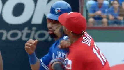 Jose Bautista Gets Punched in Face By Roughned Odor, HUGE Brawl Erupts