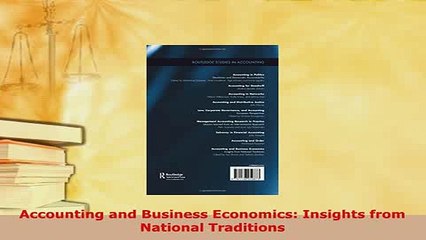 PDF  Accounting and Business Economics Insights from National Traditions Download Online