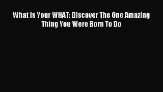 Read What Is Your WHAT: Discover The One Amazing Thing You Were Born To Do Ebook Free