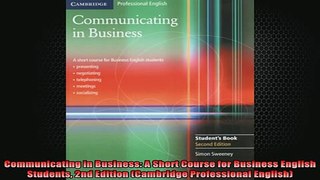 FREE EBOOK ONLINE  Communicating in Business A Short Course for Business English Students 2nd Edition Free Online