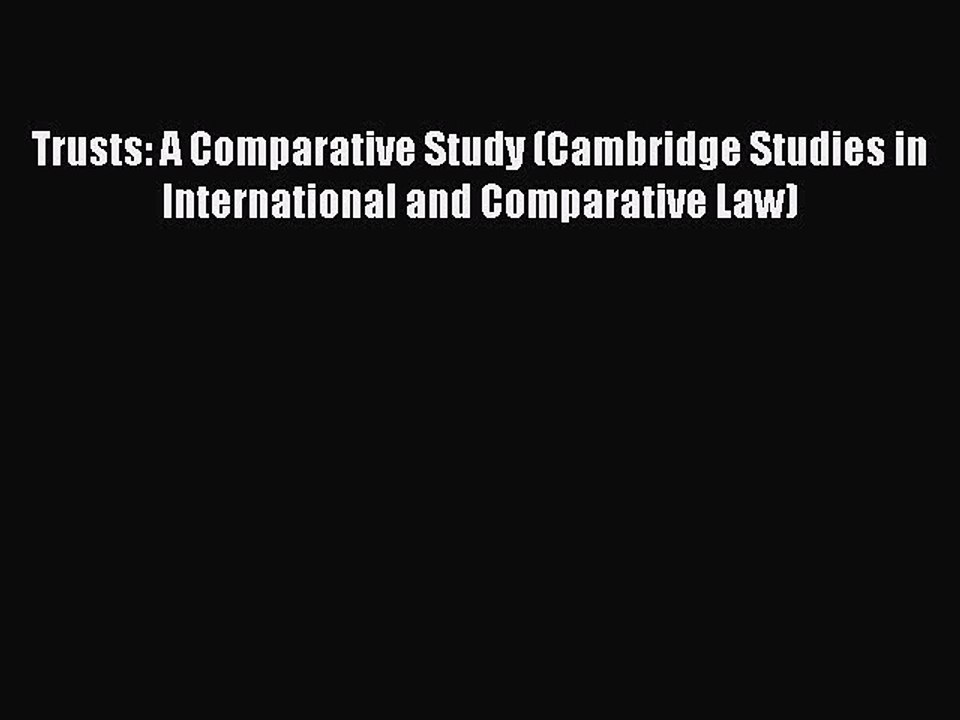 Read Trusts: A Comparative Study (Cambridge Stu...