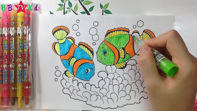 Game tô màu con cá - con cá nhiều màu sắc - Tô màu san hô - Chú cá dễ thương