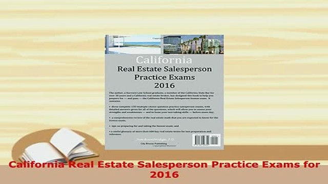PDF California Real Estate Salesperson Practice Exams for 2016 Free Books