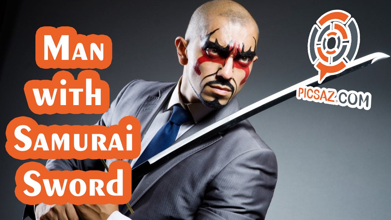 Big guy with Samurai Sword slicing bottles