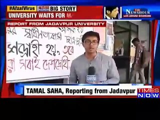 Students write Freedom for Kashmir Manipur and Nagaland on posters at Jadavpur University