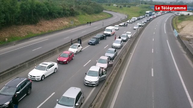 Lorient. RN165 : gros bouchon dans le sens Quimper-Nantes