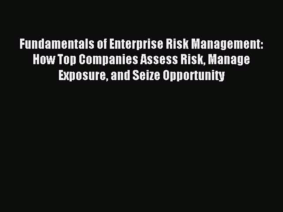 Read Fundamentals of Enterprise Risk Management: How Top Companies Assess Risk Manage Exposure