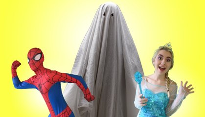 Spiderman and Frozen Elsa vs Ghost Prank- in Real Life Superhero Movie (1080p 60fps)