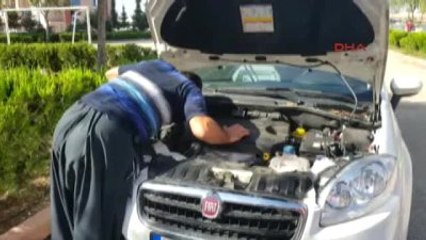 Mersin'de Otomobilde Sıkışan Kediyi İtfaiye Kurtardı