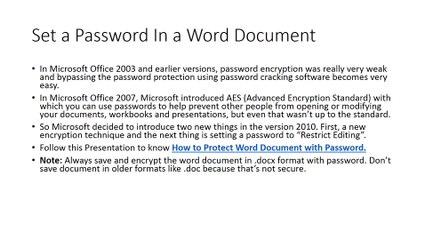 How To Protect Word Document With Password