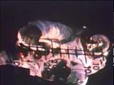 An Apollo 9 astronaut performs activities during an Extravehicular Activity (EVA).