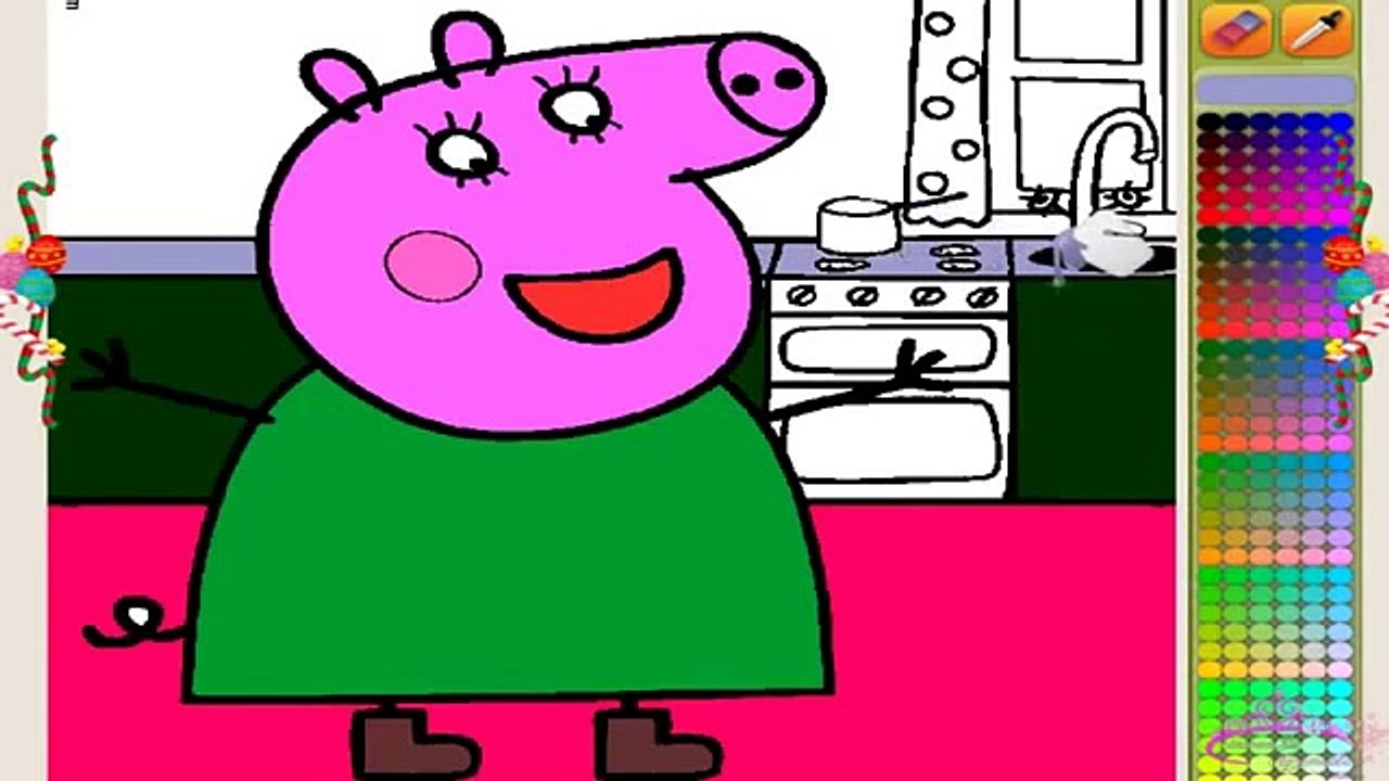 Coloring Game W  Nursery Rhyme for Children ♥ Mother of Peppa Pig ♥ Painting pages and Songs
